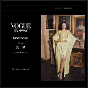 $3995 Marchesa Beaded and Crystal-Embellished Runway Caftan Gown in Lemon